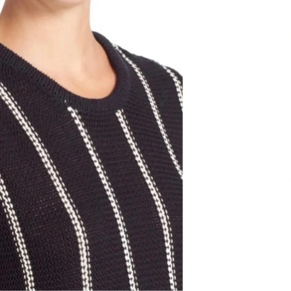 Theory Emmeris Ibisco Striped Boxy Crochet Knit Sweater Size M Short Sleeve - Picture 6 of 12